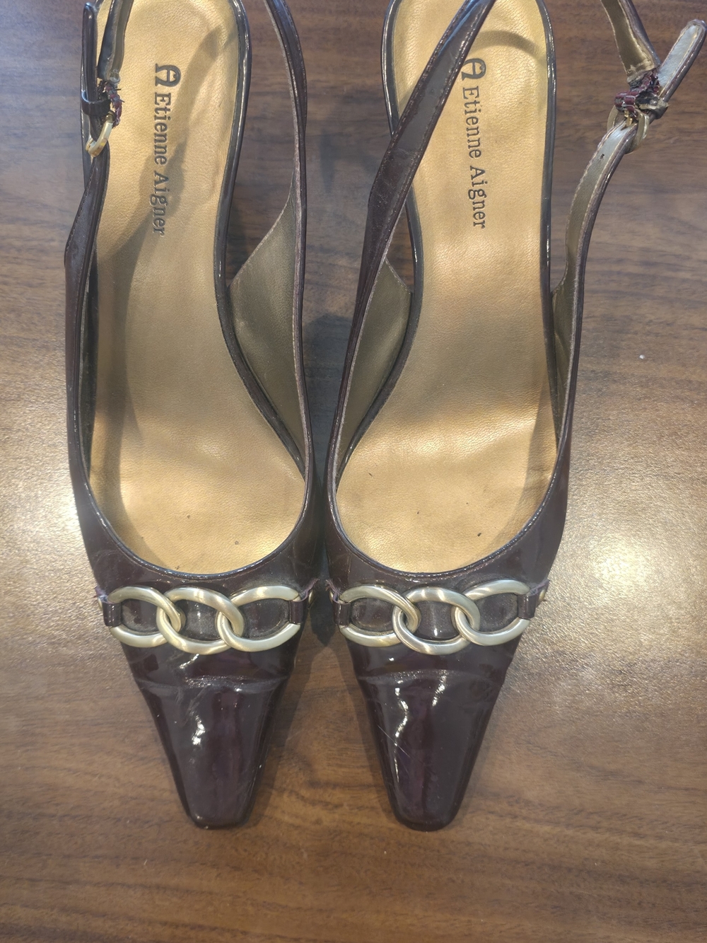 Etienne Aigner Women's Burgundy Patent Slingback Pumps